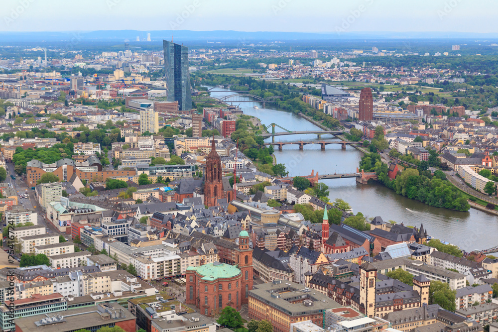 Frankfurt aerial city view
