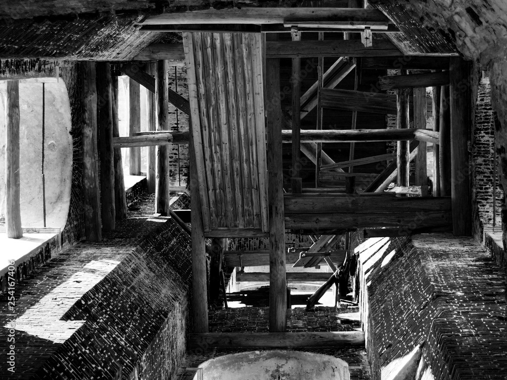 Old Church Bell Tower Black And White Picture Old Church Bell Tower Black And White Picture