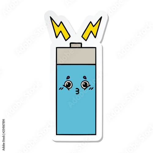 sticker of a cute cartoon battery