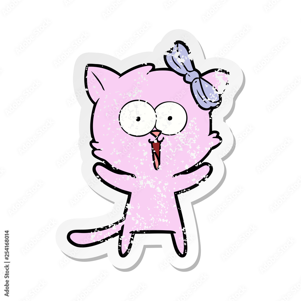 Fototapeta premium distressed sticker of a cartoon cat
