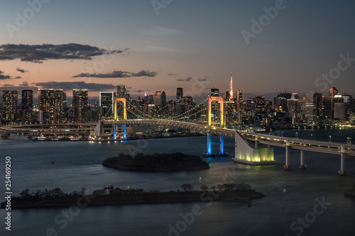 東京の都市夜景　お台場から眺める冬の東京湾岸１