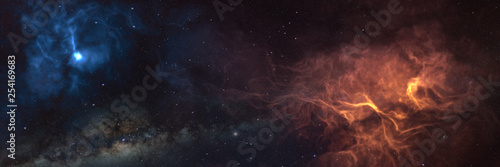 beautiful space nebula with clouds and stars  science background banner 