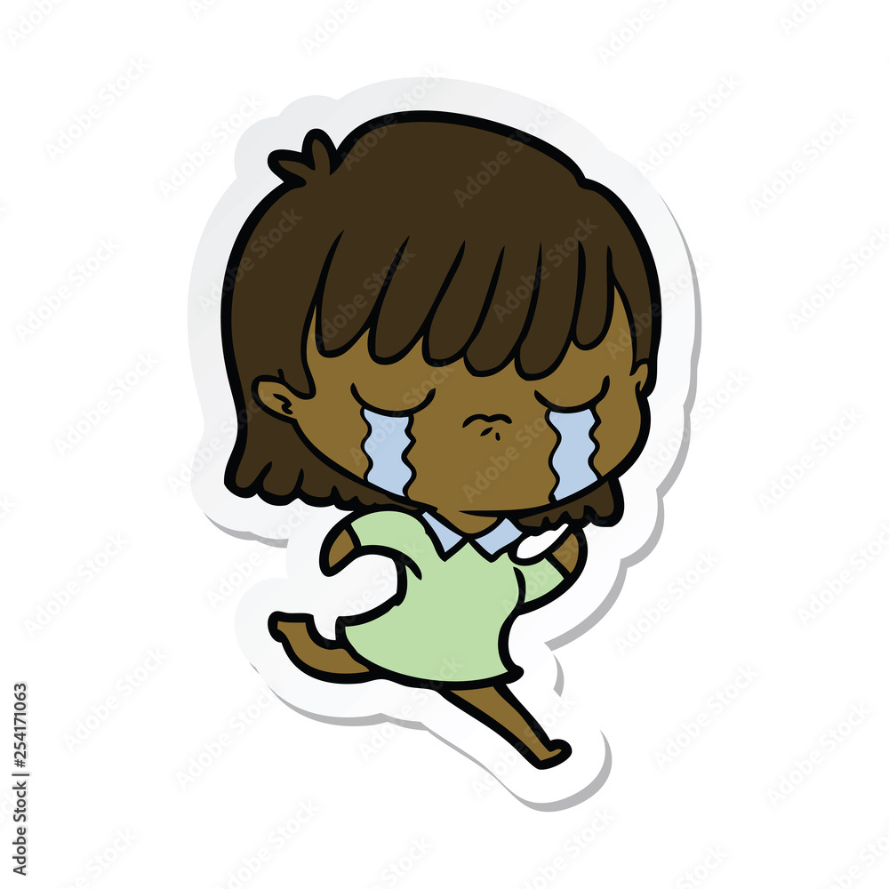 sticker of a cartoon woman crying sticker of a cartoon woman crying