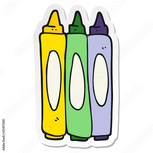 sticker of a cartoon crayons