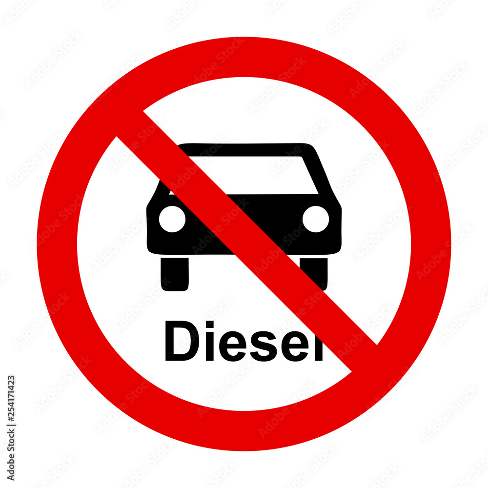 Diesel Auto und Verbotsschild Diesel Auto und Verbotsschild