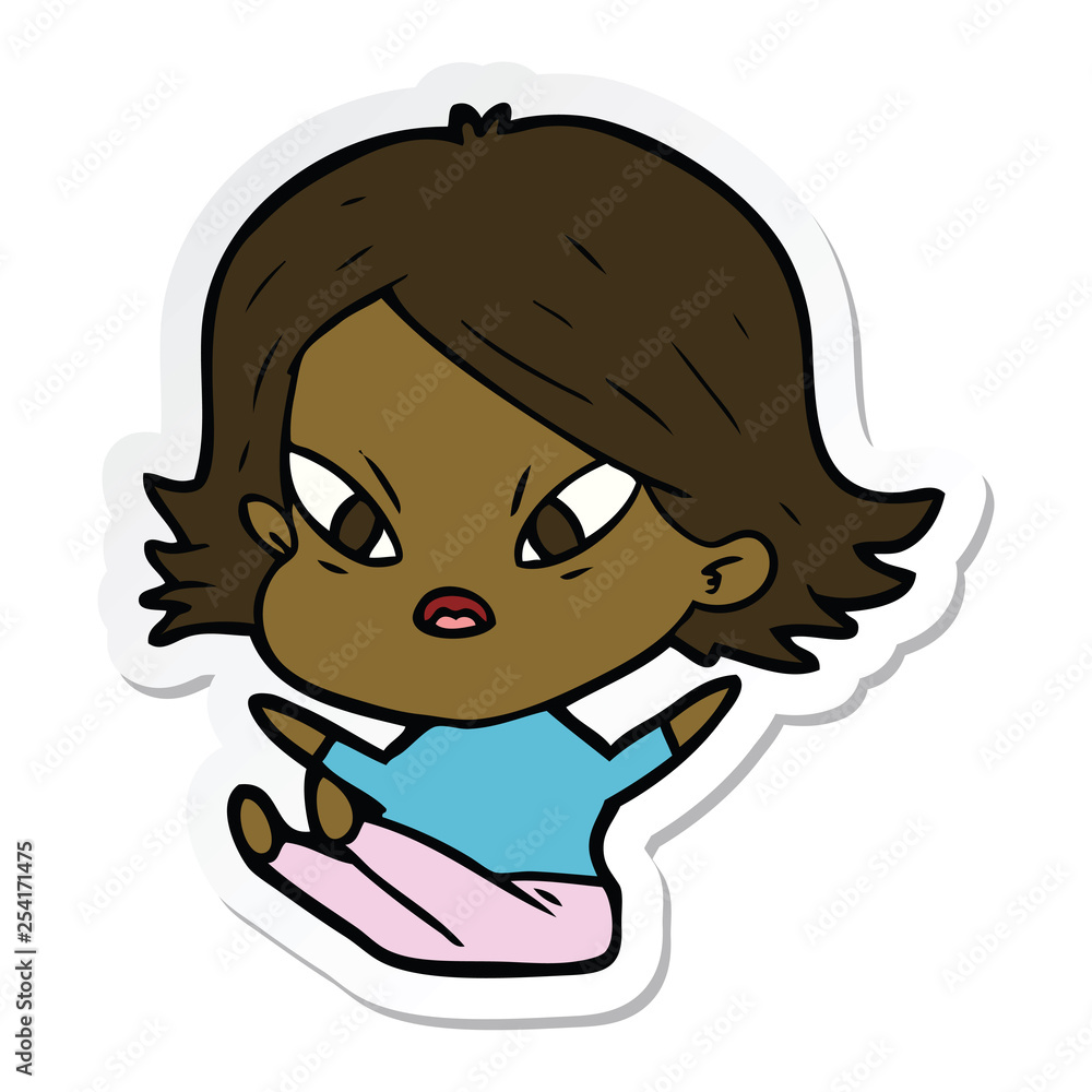 sticker of a cartoon stressed woman sticker of a cartoon stressed woman