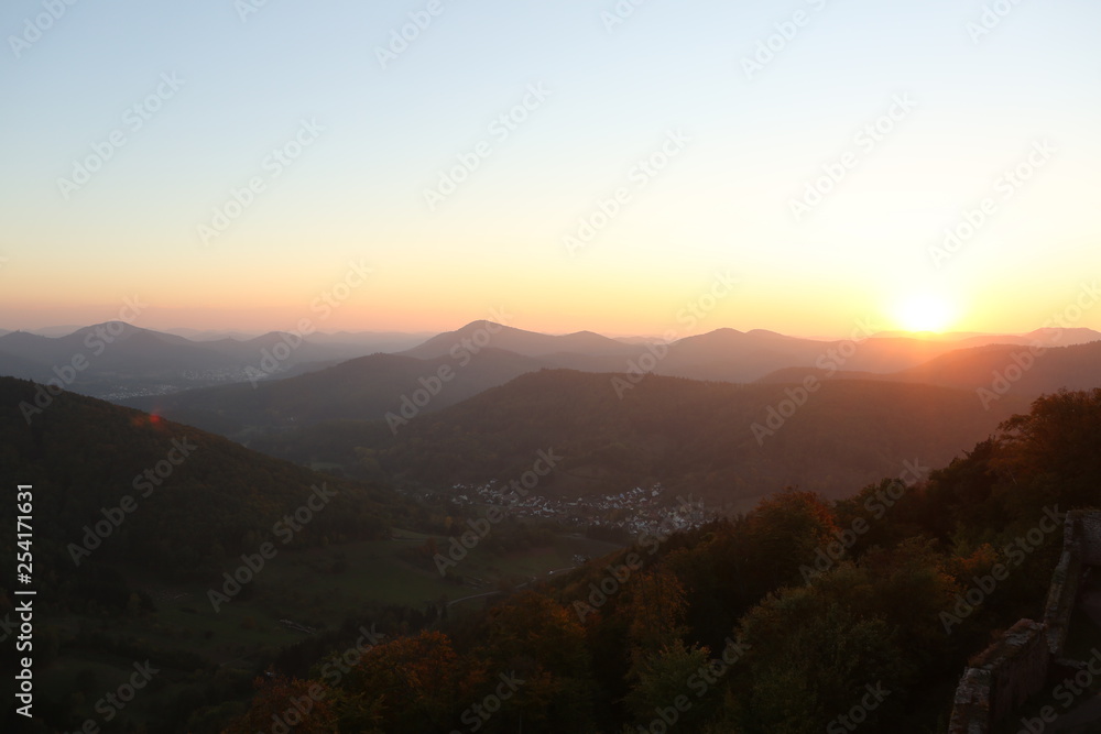 Fototapeta premium Sunrise sunset palatine forrest germany