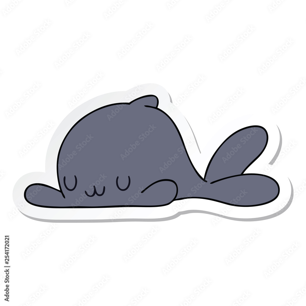 sticker of a quirky hand drawn cartoon whale sticker of a quirky hand drawn cartoon whale