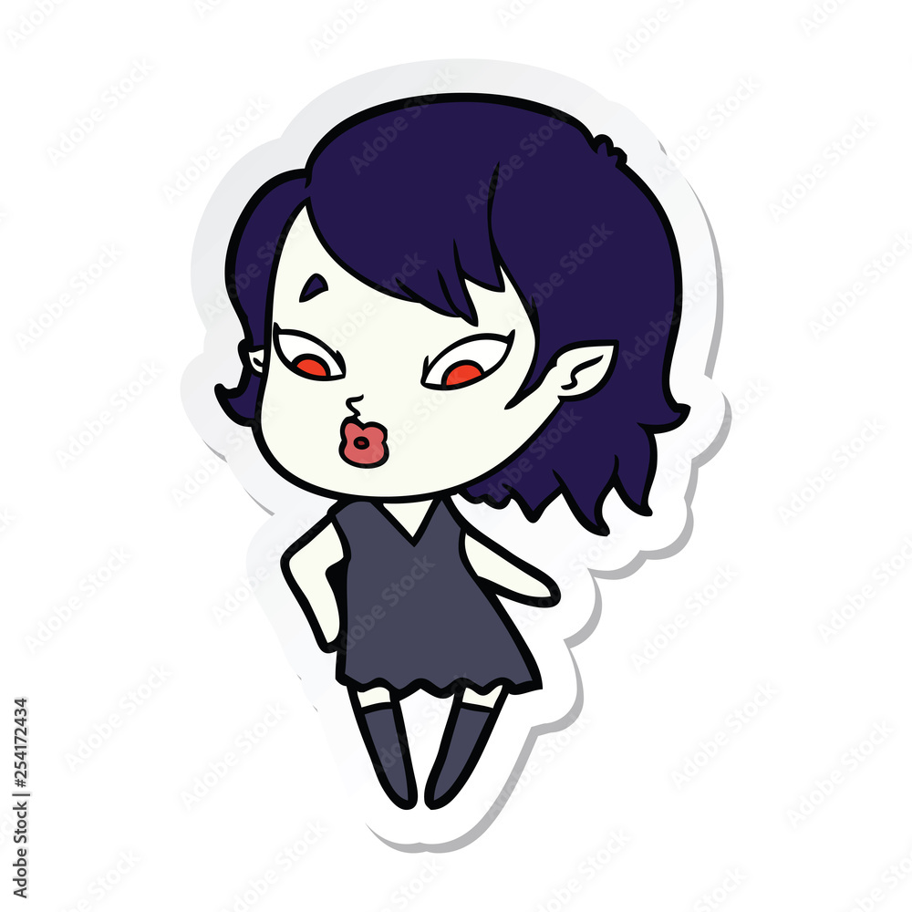 sticker of a cute cartoon vampire girl sticker of a cute cartoon vampire girl
