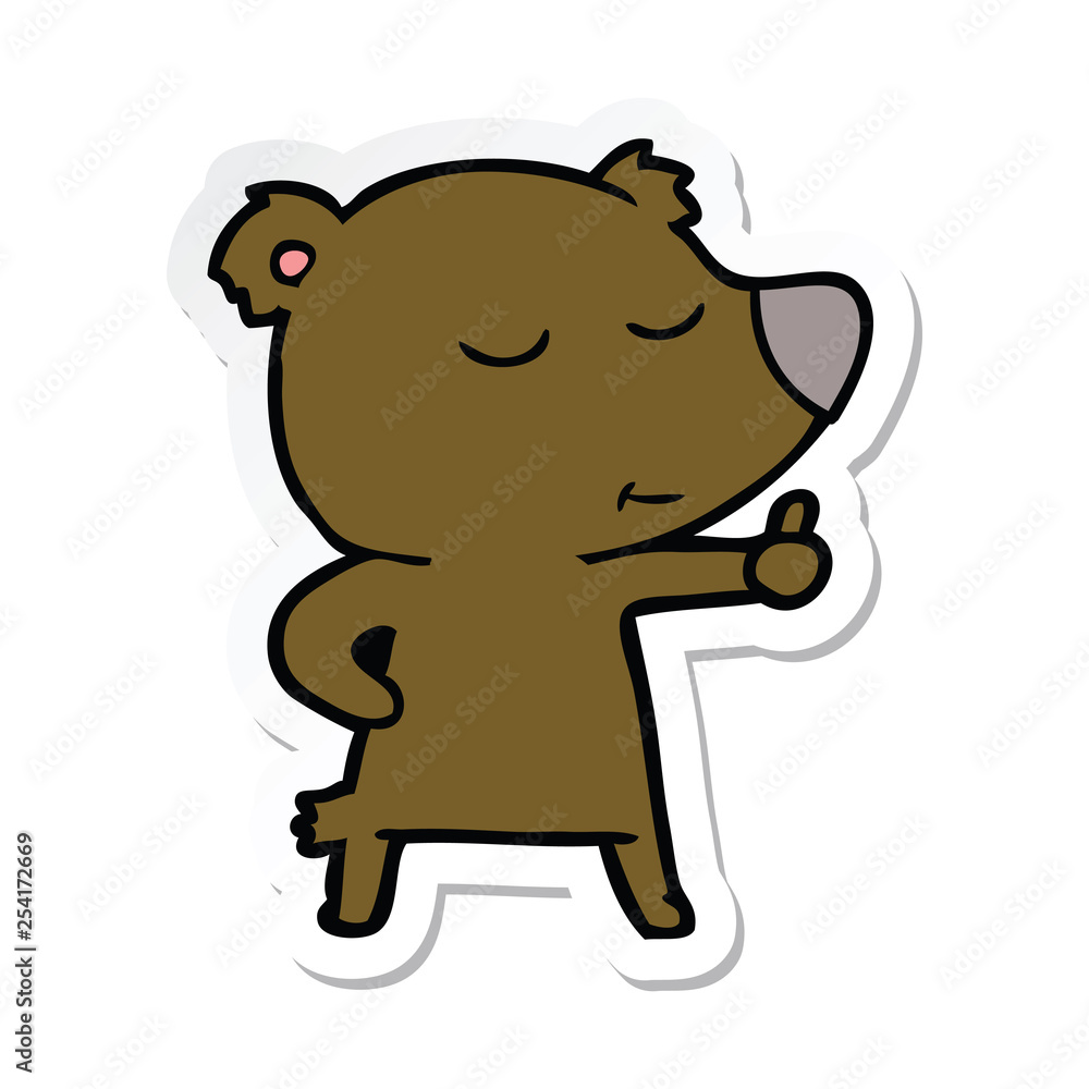 sticker of a happy cartoon bear giving thumbs up sticker of a happy cartoon bear giving thumbs up