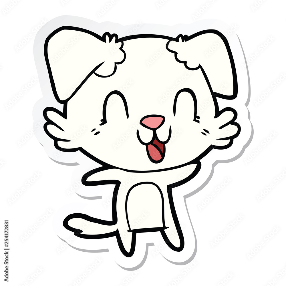sticker of a laughing cartoon dog sticker of a laughing cartoon dog