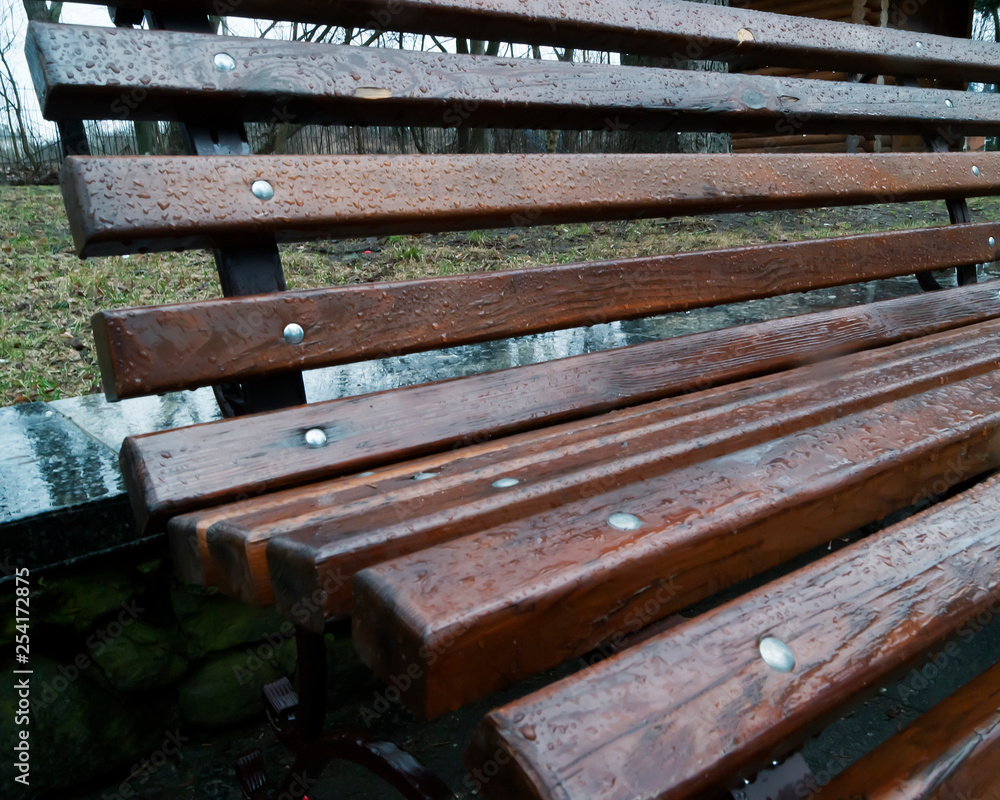 Wooden bench after the rain Wooden bench after the rain