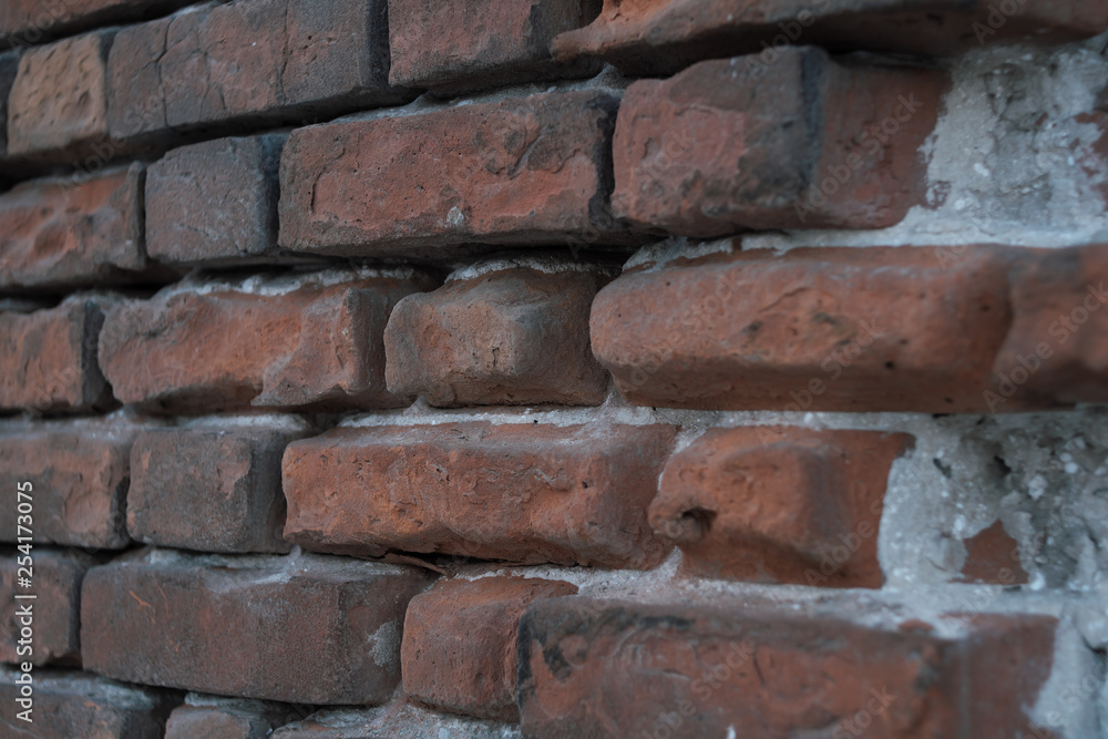 Siberia. Altai region. Old brickwork worn out by the forces of nature Siberia. Altai region. Old brickwork worn out by the forces of nature