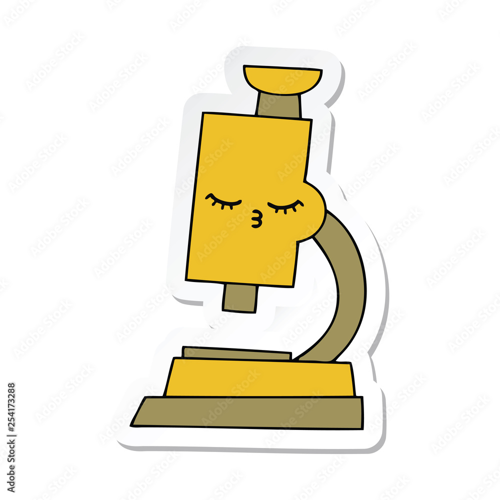 sticker of a cute cartoon microscope sticker of a cute cartoon microscope