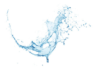 blue water splash isolated on white background