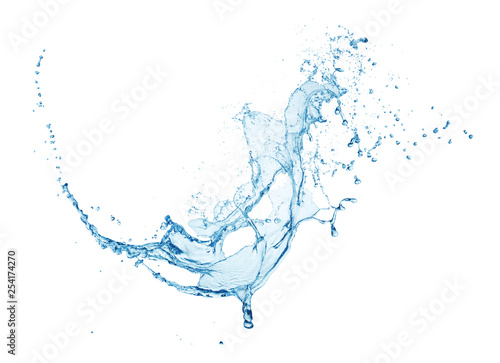 Photo blue water splash isolated on white background