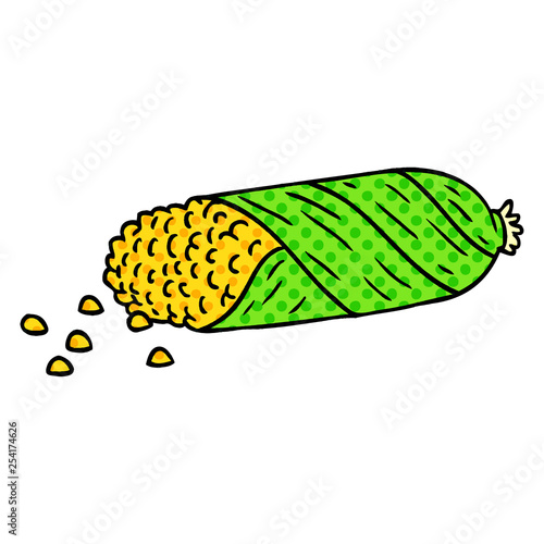 cartoon doodle of fresh corn on the cob