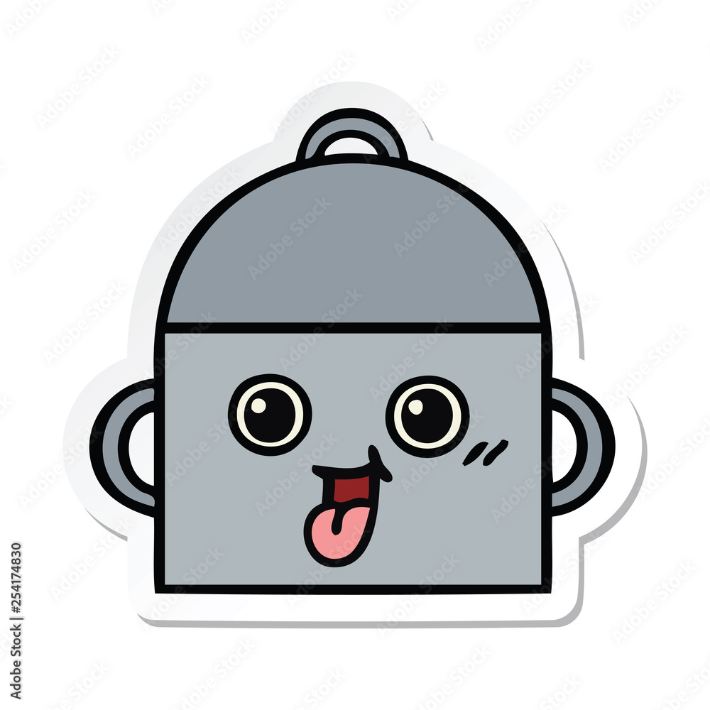 Fototapeta premium sticker of a cute cartoon cooking pot