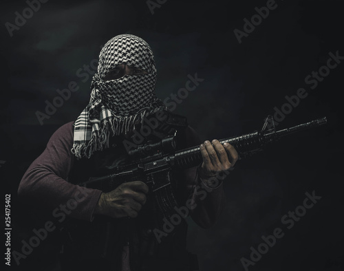 rebel militant terrorist guerrilla concept photo