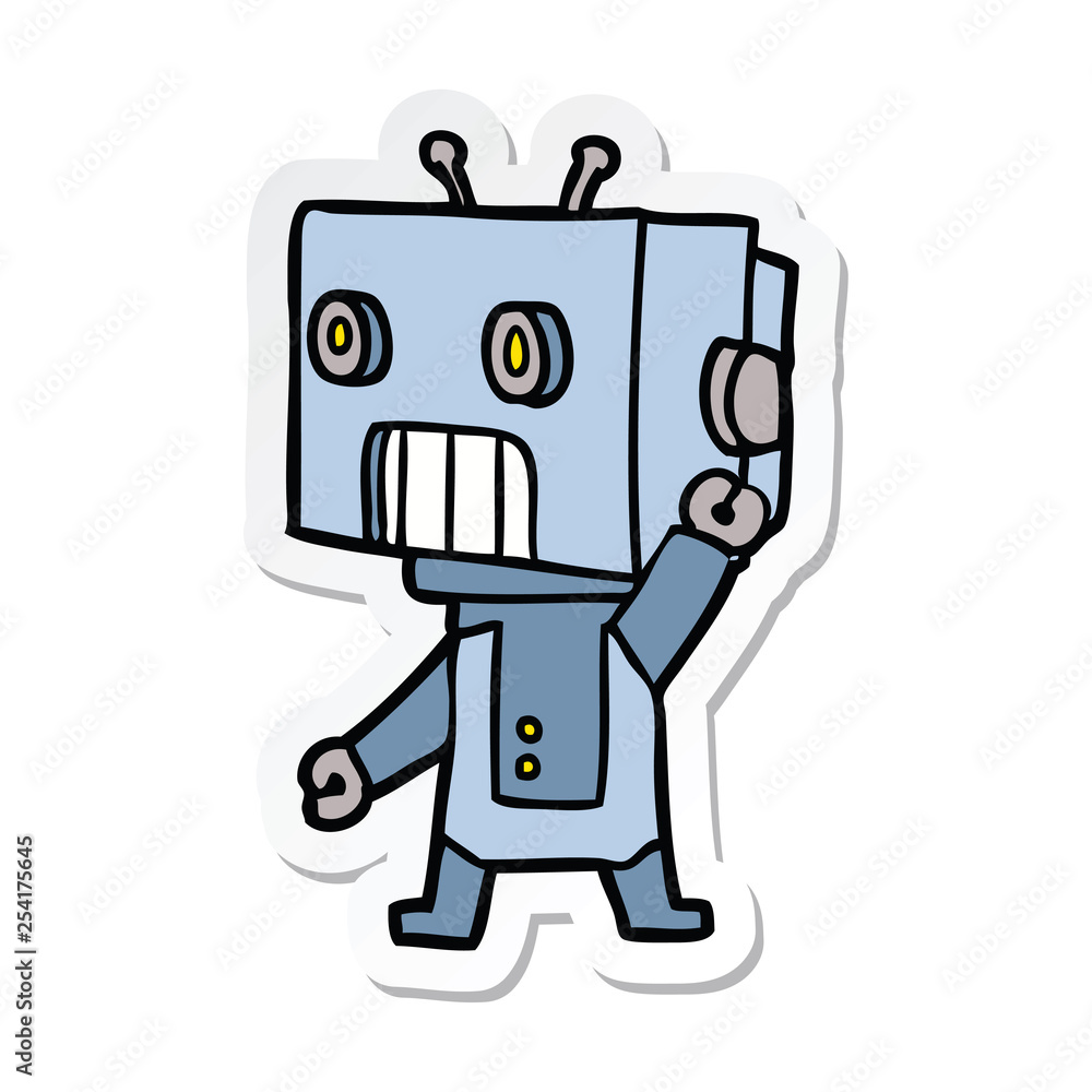 sticker of a cartoon robot