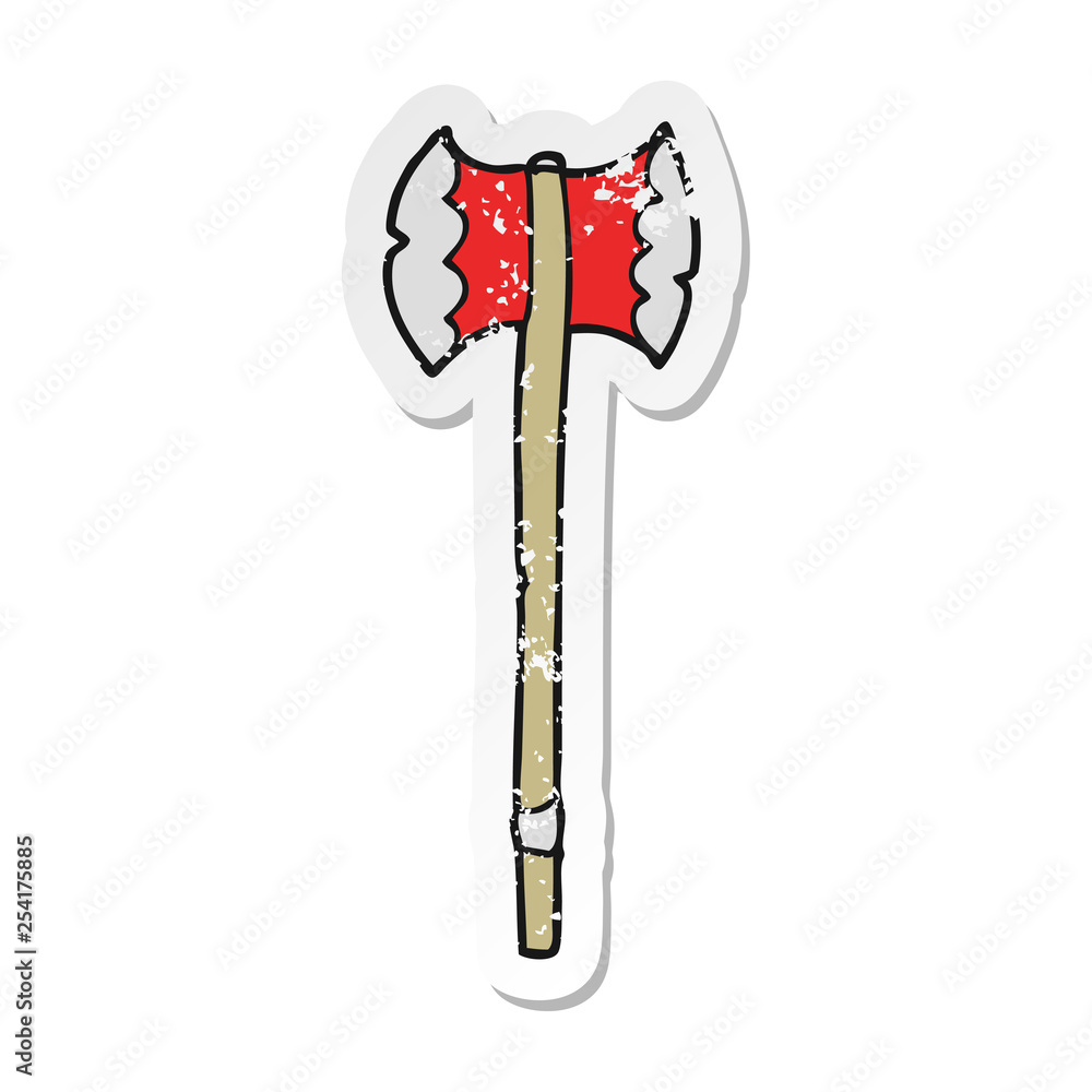 retro distressed sticker of a cartoon axe retro distressed sticker of a cartoon axe