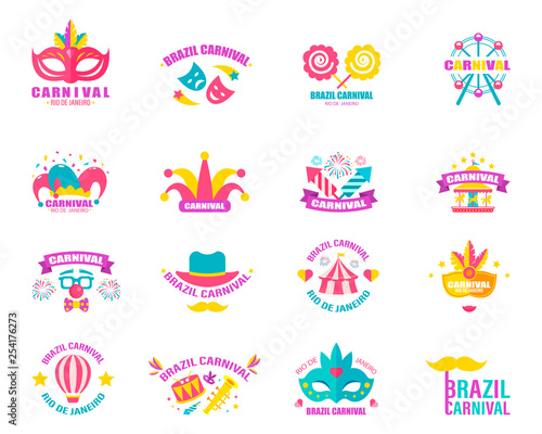 Brazilian Carnival. Big set of vector iconc. Design elements