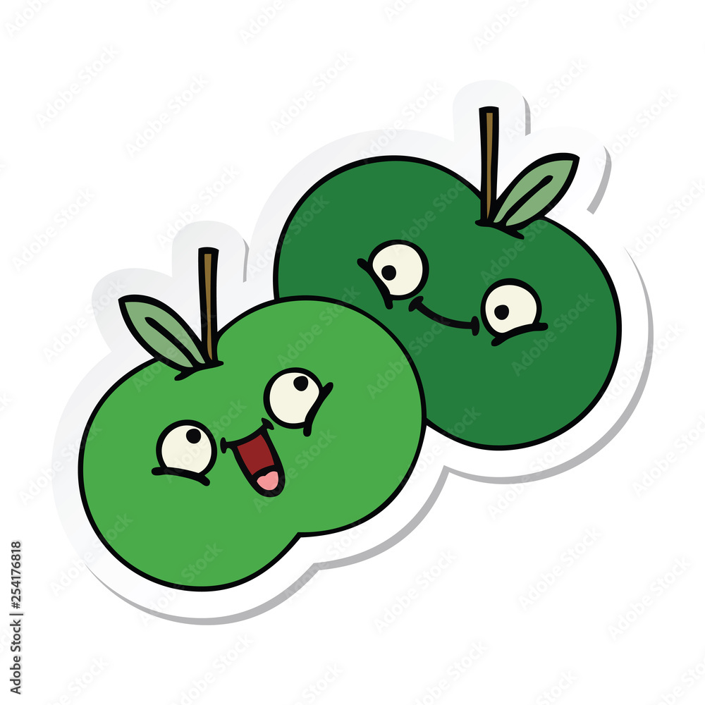 sticker of a cute cartoon apples sticker of a cute cartoon apples