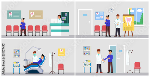 Dental clinic interior set