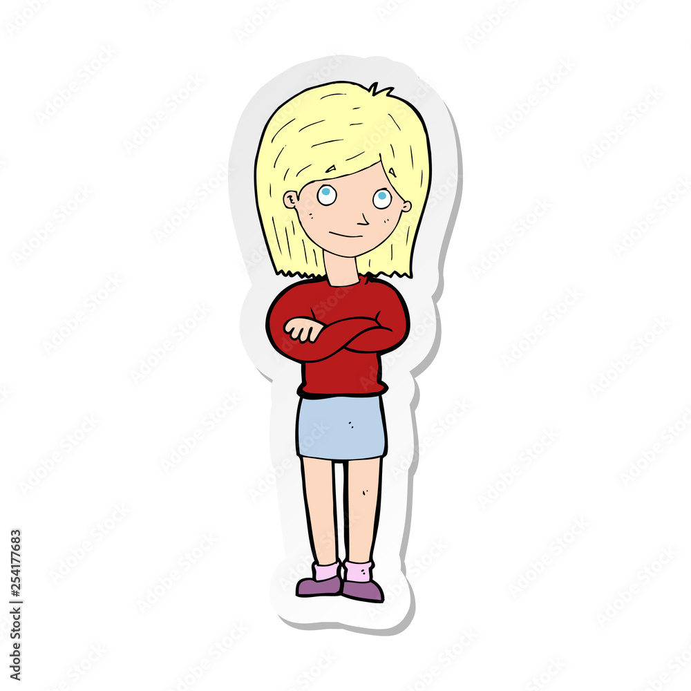 sticker of a cartoon friendly girl rolling eyes sticker of a cartoon friendly girl rolling eyes
