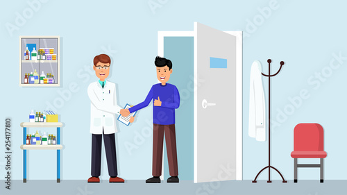 Handshake a doctor with patient