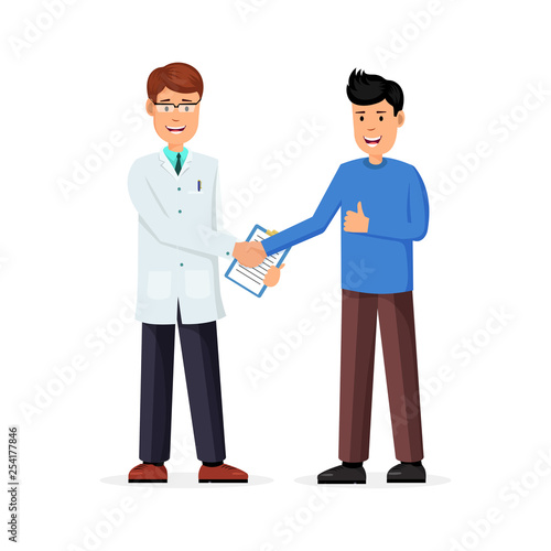 Patient shakes hands with the doctor