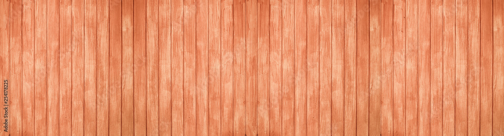 Naklejka premium Panorama wood wall with beautiful vintage brown wooden texture background
