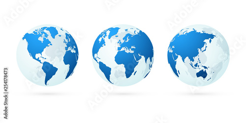 transparent world globe maps planet earth blue set