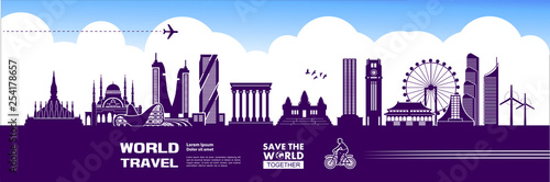 Travel around The World vector illustration.