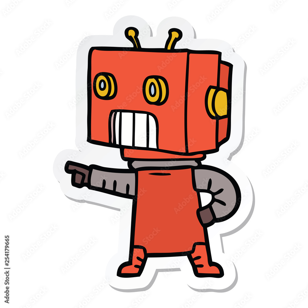 sticker of a cartoon robot sticker of a cartoon robot