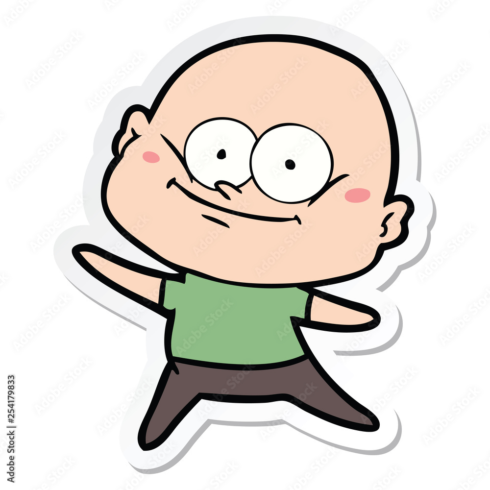 sticker of a cartoon bald man staring