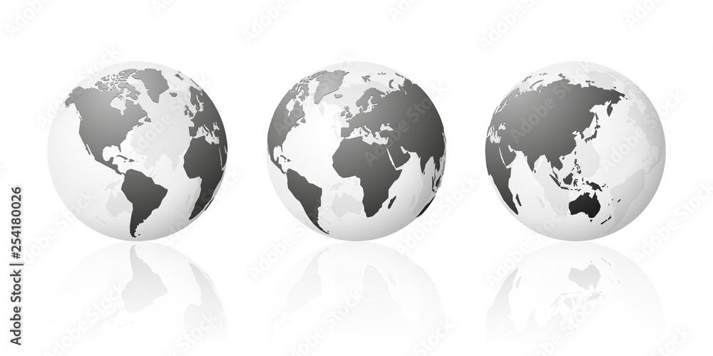 transparent world globe maps planet earth metallic silver set