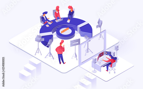 News studio 3d isometric