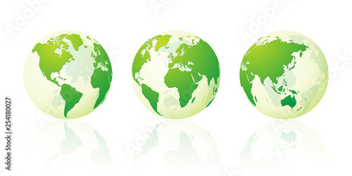 transparent world globe maps planet earth green set
