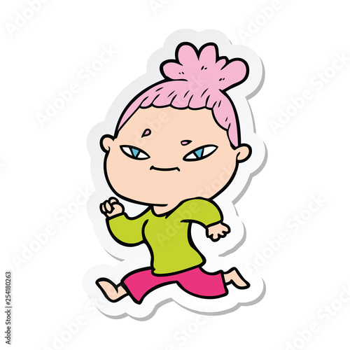sticker of a cartoon woman © lineartestpilot