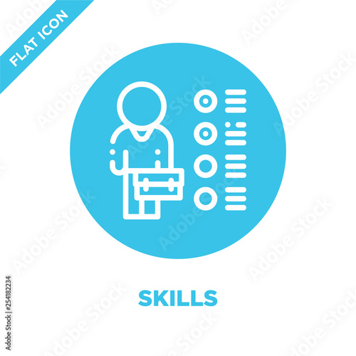 skills icon vector. Thin line skills outline icon vector illustration.skills symbol for use on web and mobile apps, logo, print media.