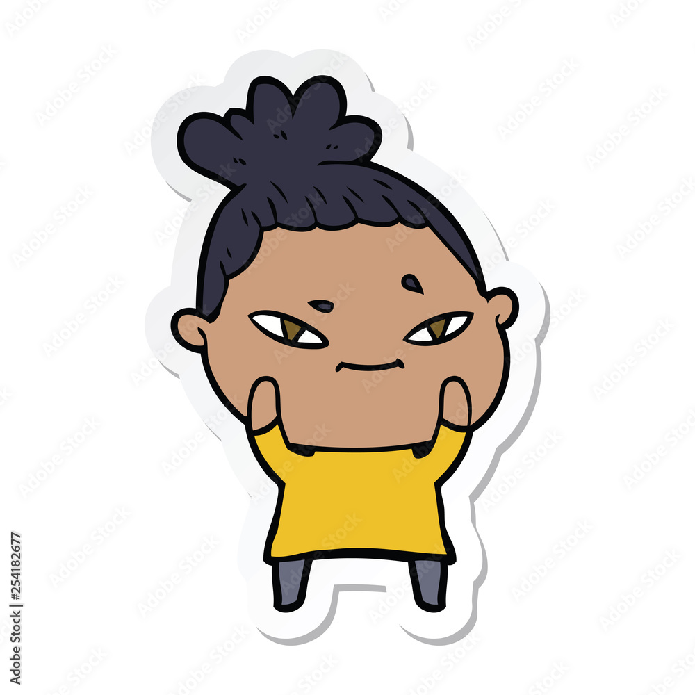sticker of a cartoon woman sticker of a cartoon woman