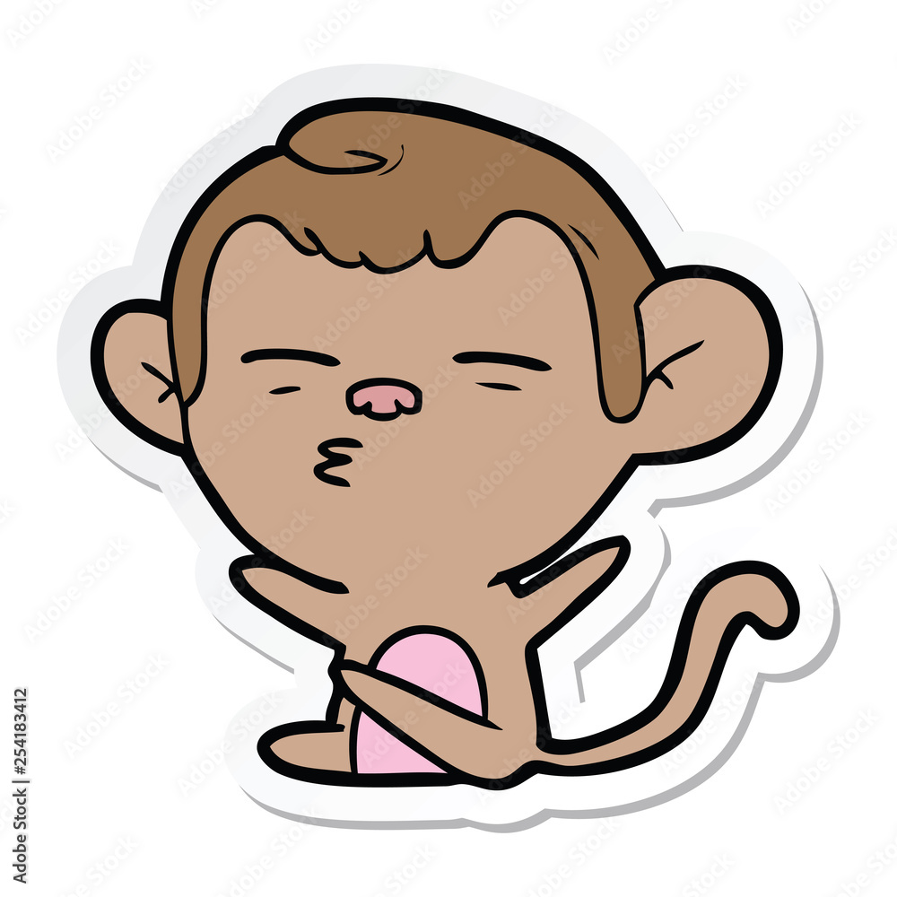 Obraz premium sticker of a cartoon suspicious monkey