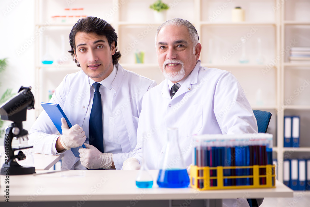 Two chemists working in the lab Two chemists working in the lab