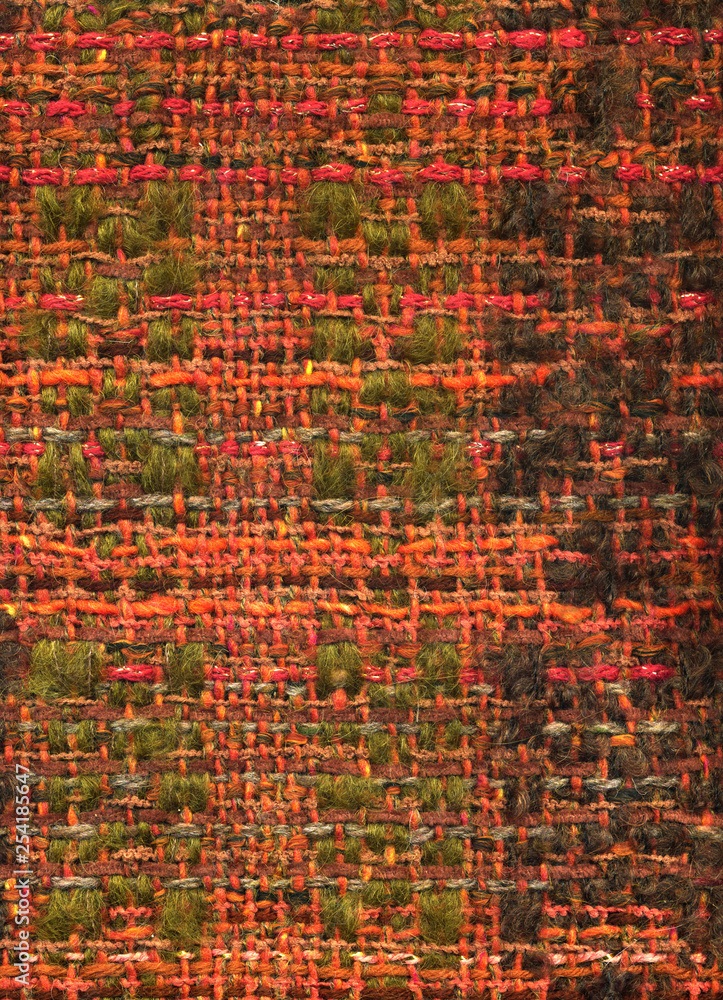 Handwoven woolen fabric in autumn colors