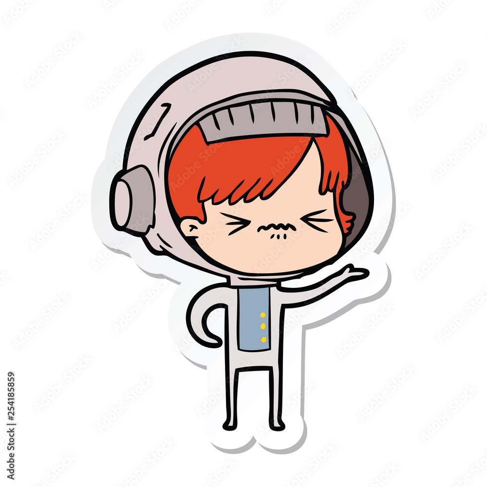 sticker of a cartoon astronaut woman