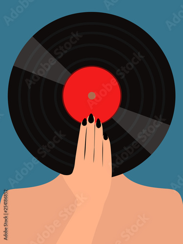 Girl and vinyl record