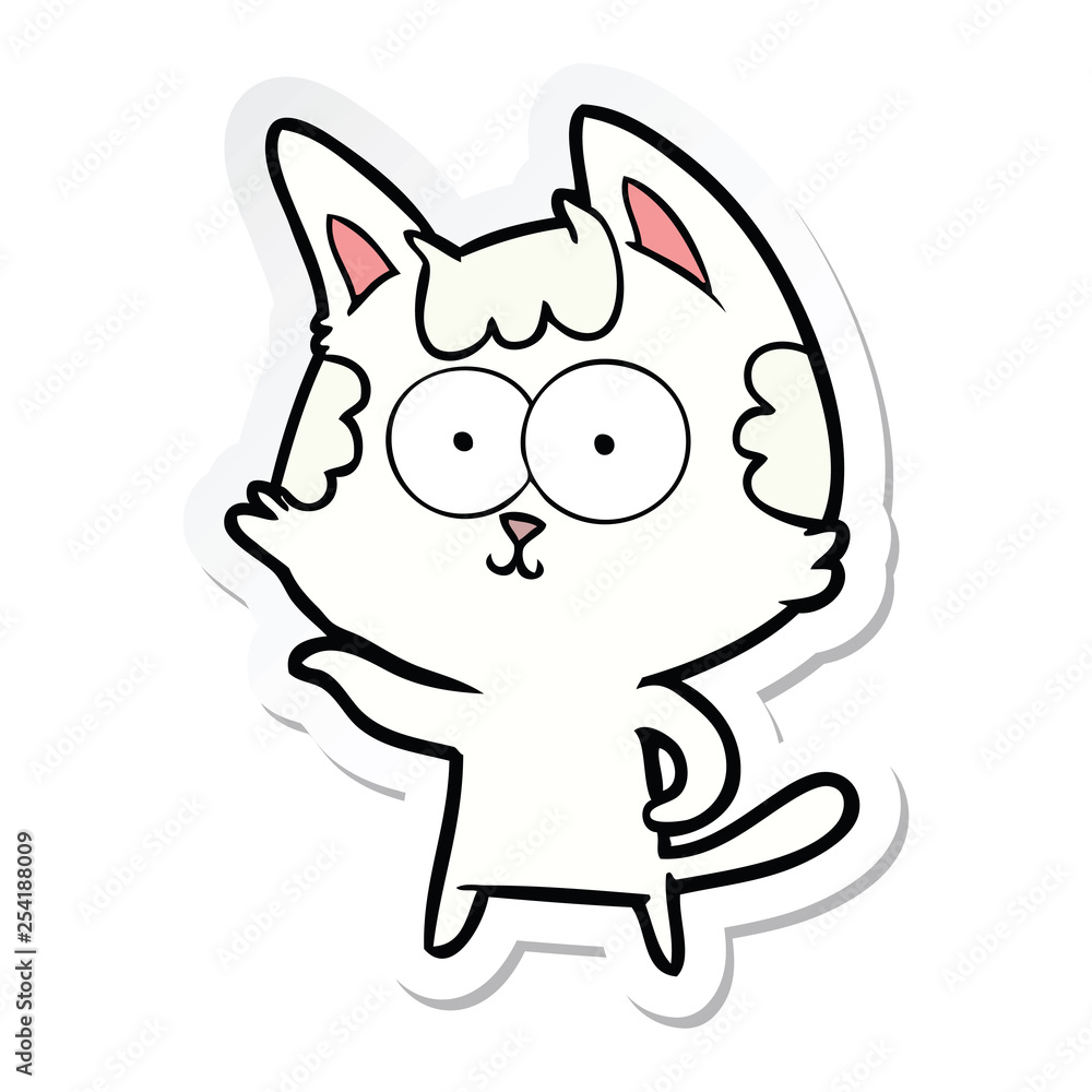 sticker of a happy cartoon cat sticker of a happy cartoon cat