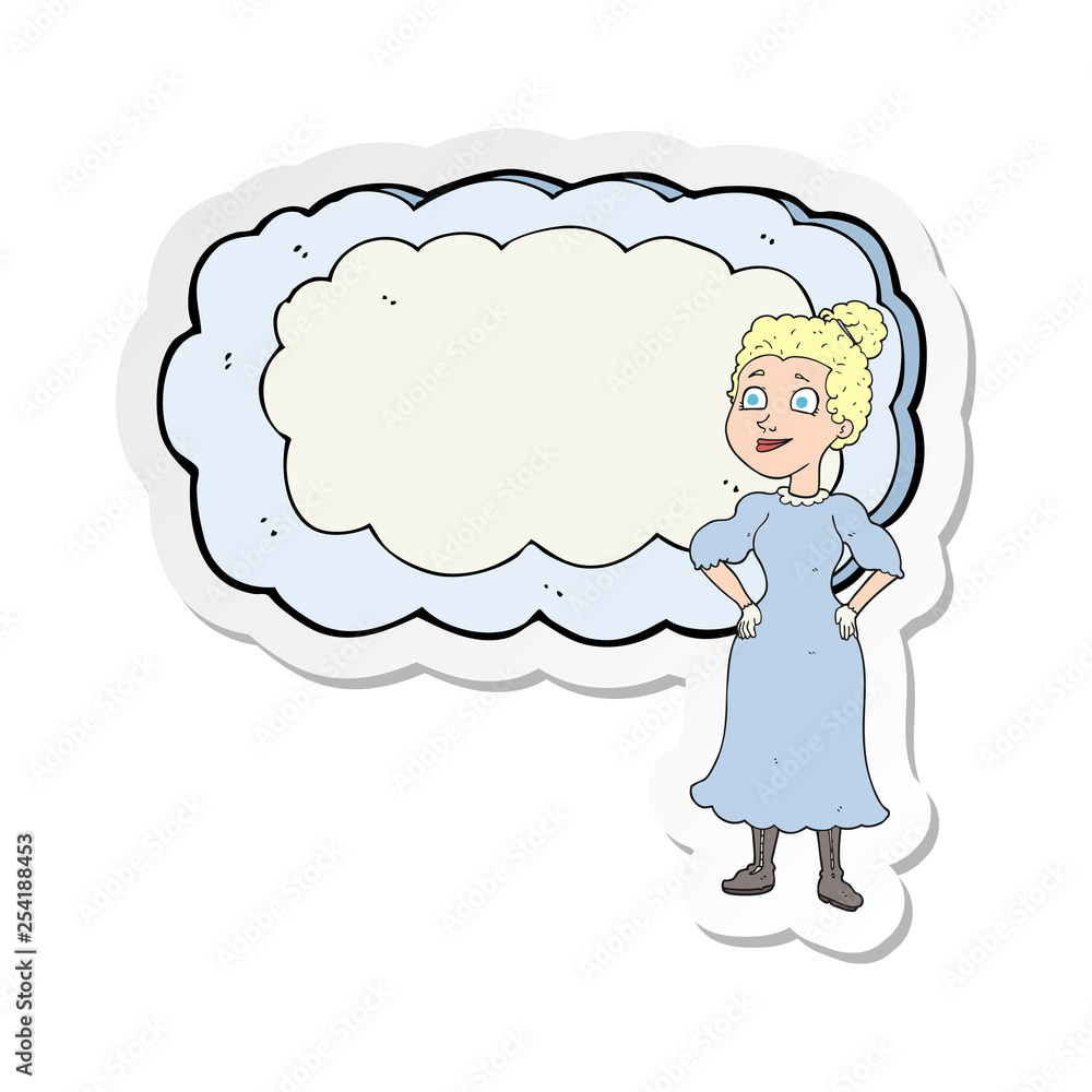 sticker of a cartoon victorian woman in dress sticker of a cartoon victorian woman in dress
