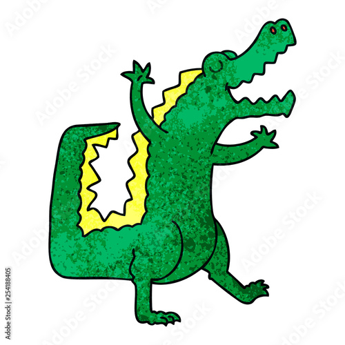 quirky hand drawn cartoon crocodile